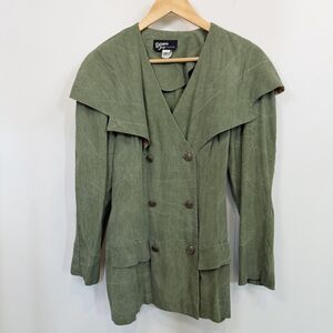 VTG Dawn Joy Fashions Blazer Women 5/6 Small Green Double Breasted Made in USA